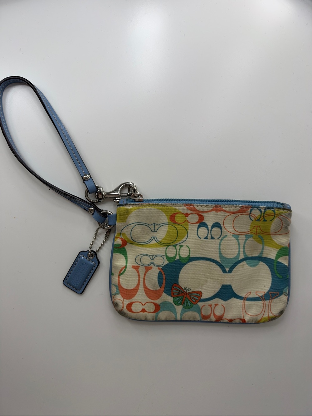 Multicolored coach wristlet